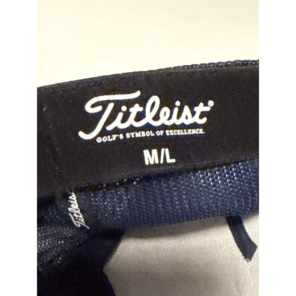 Titleist Small Offset Logo Red Sky Golf Tour Hat Mesh Flex Fitted Cap M/L Blue - Picture 13 of 13